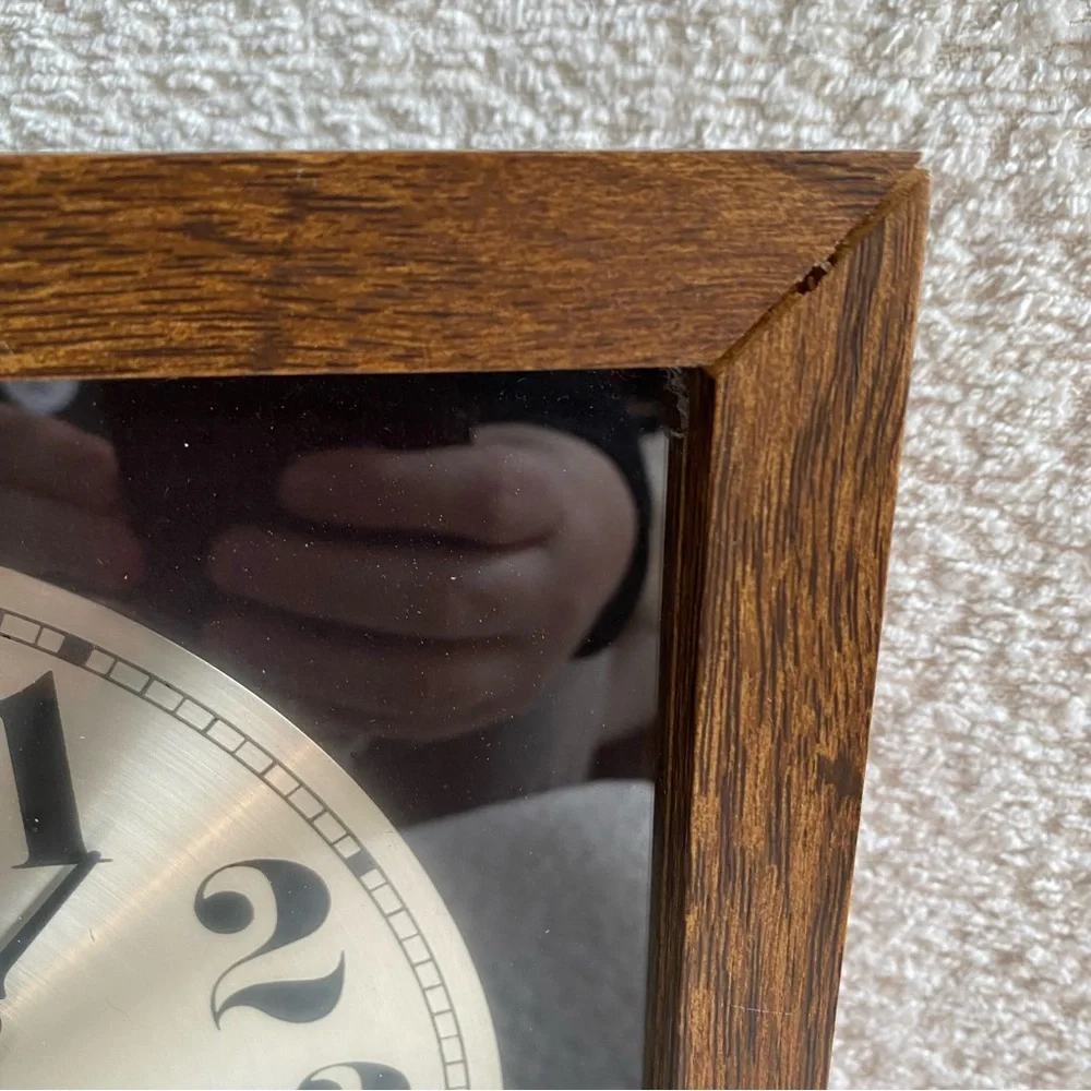 Vintage World Clock 11 in Square Shadowbox Clock Quartz Made In USA